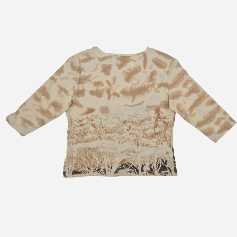 Caribbean Joe Y2K safari cheetah graphic sequin‎ top